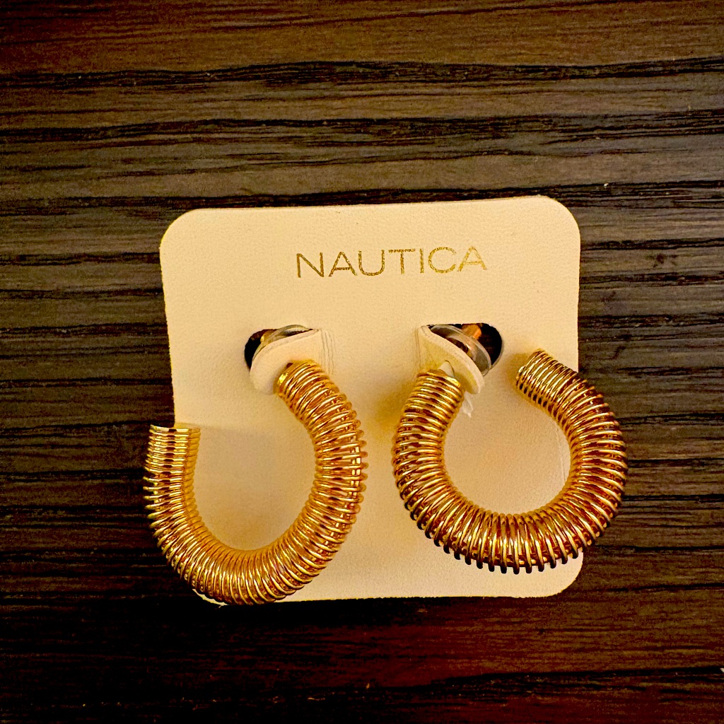 New Nautica Gold Coil Hoop Earrings